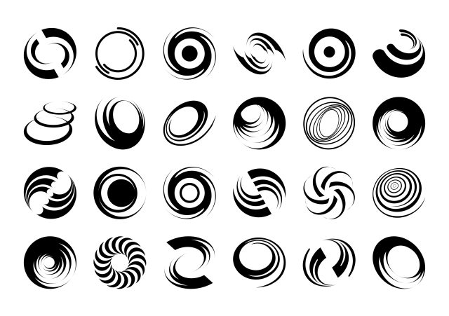 Abstract Circular Swirl Vector Icon Bundle