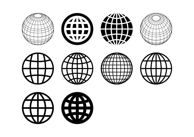 Globe Grid Wireframe Vector Icon Bundle