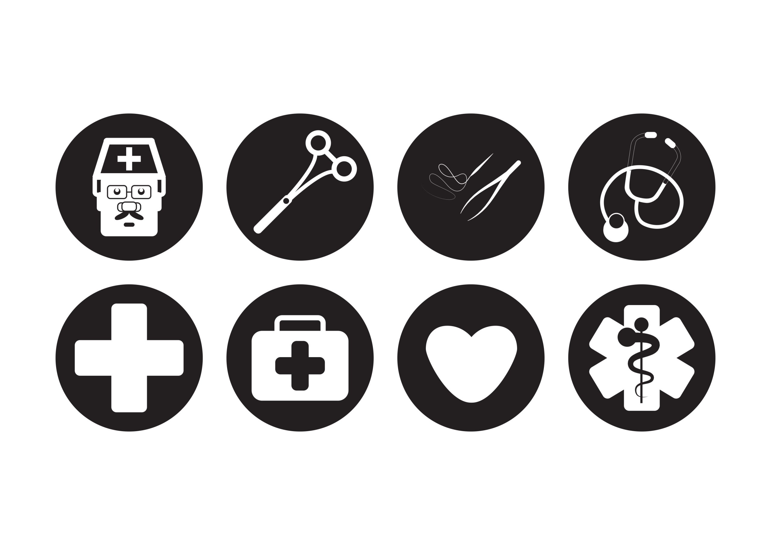 Circular Medical Icon Vector Bundle