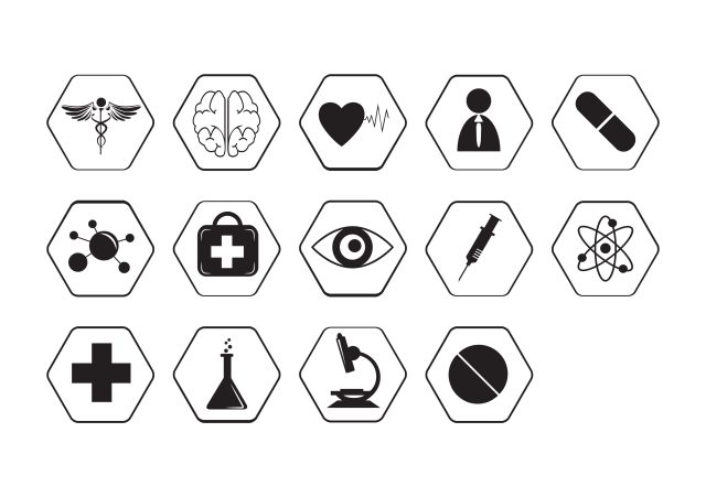 Hexagonal Medical Icon Vector Bundle