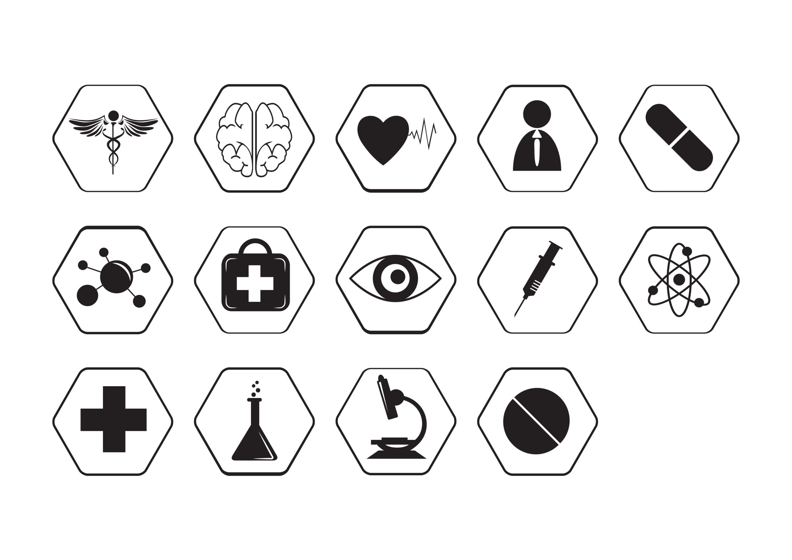 Hexagonal Medical Icon Vector Bundle