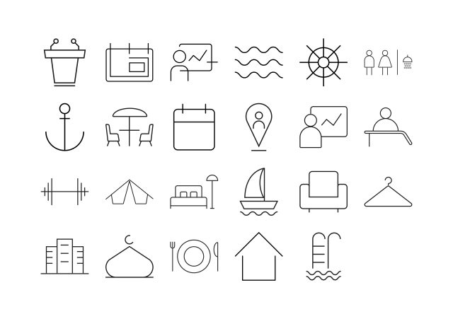 Linear Outline Travel & Lifestyle Icon Bundle
